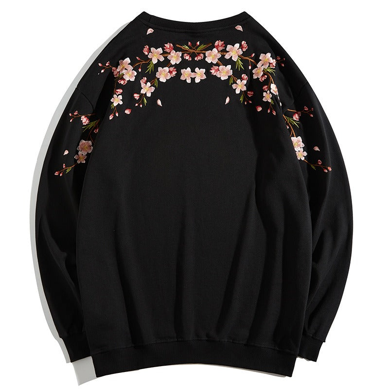 New plus size men clothing national fashion jackets trendy brand plum blossom embroidered round neck sweatshirts couple