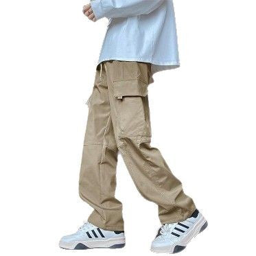 Military green work pants for men with multiple pockets