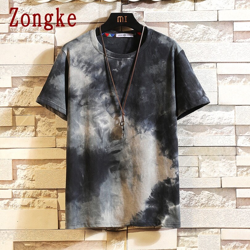 Zongke New Print Short Sleeve T Shirt Men tshirt Male Summer Cotton T-Shirt Men Casual Tops Fashion M-5XL Funny Clothing
