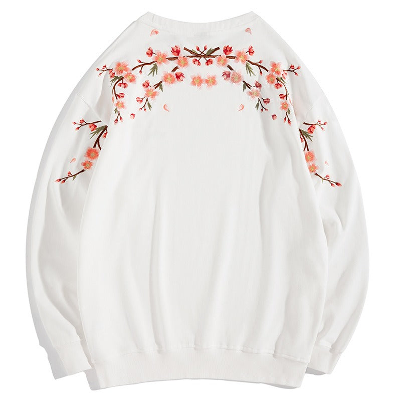 New plus size men clothing national fashion jackets trendy brand plum blossom embroidered round neck sweatshirts couple